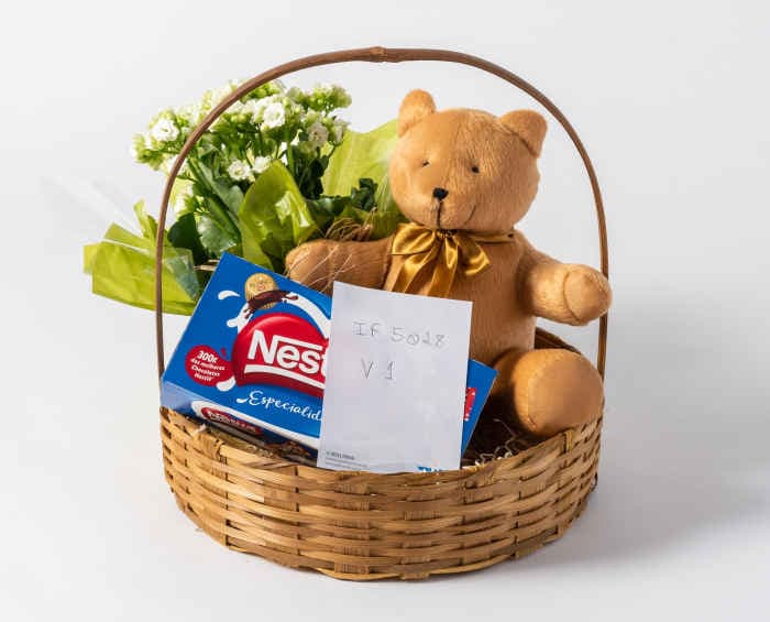 Cesta de Flores, Pelúcia e Chocolate