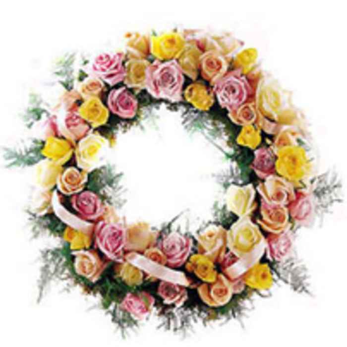 Coroa de Condolências de Rosas na Cor Amarela